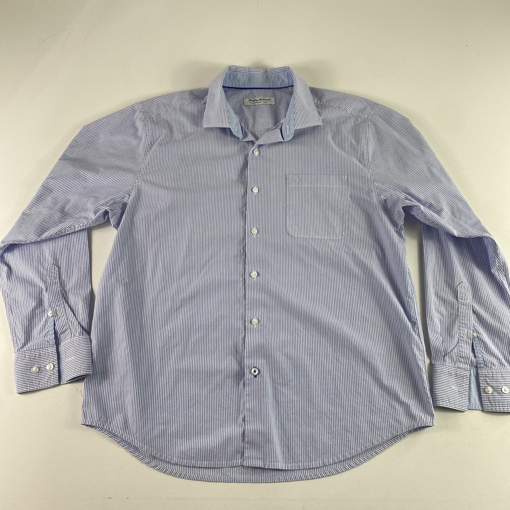 Tommy Bahama Button Up Shirt‎ Mens Large Stripe The Newport Coast Beach